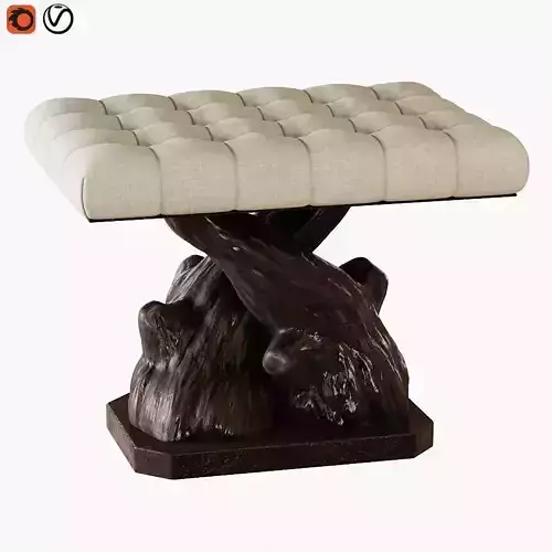 Pouf Boiserie 3D model