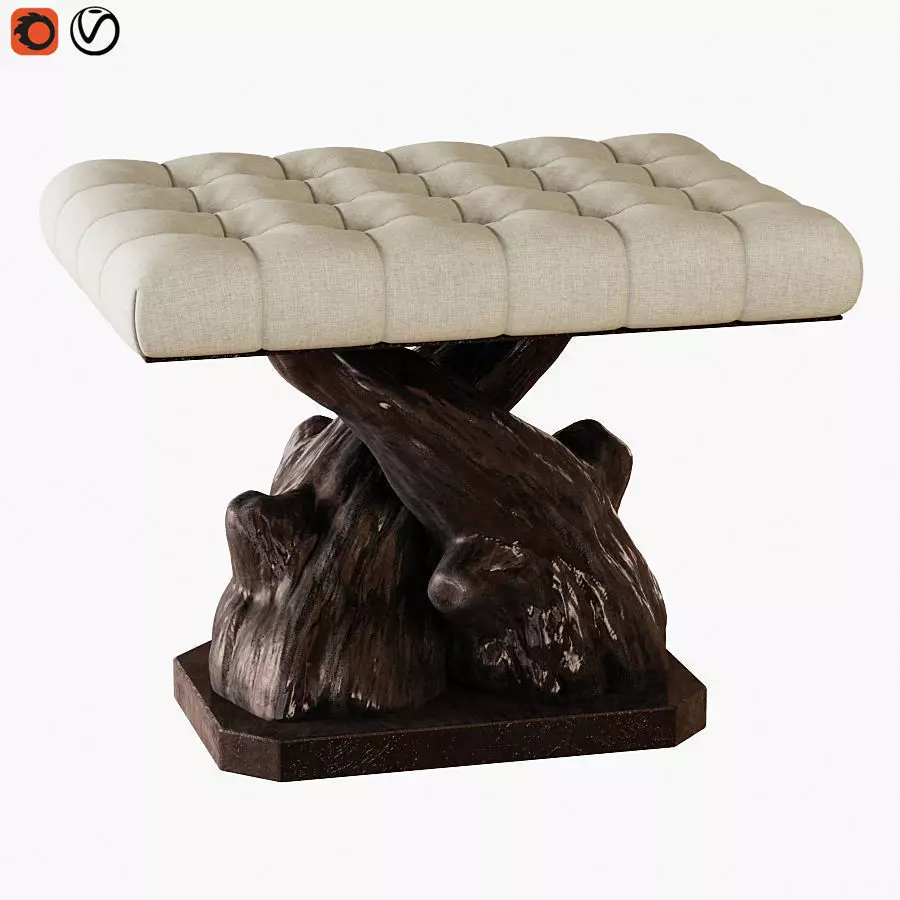 Pouf Boiserie 3D model_0