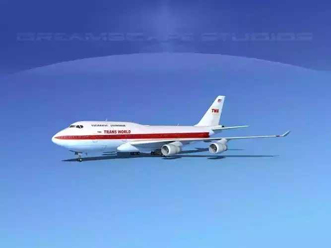 Boeing 747-400 TWA 3 3D model