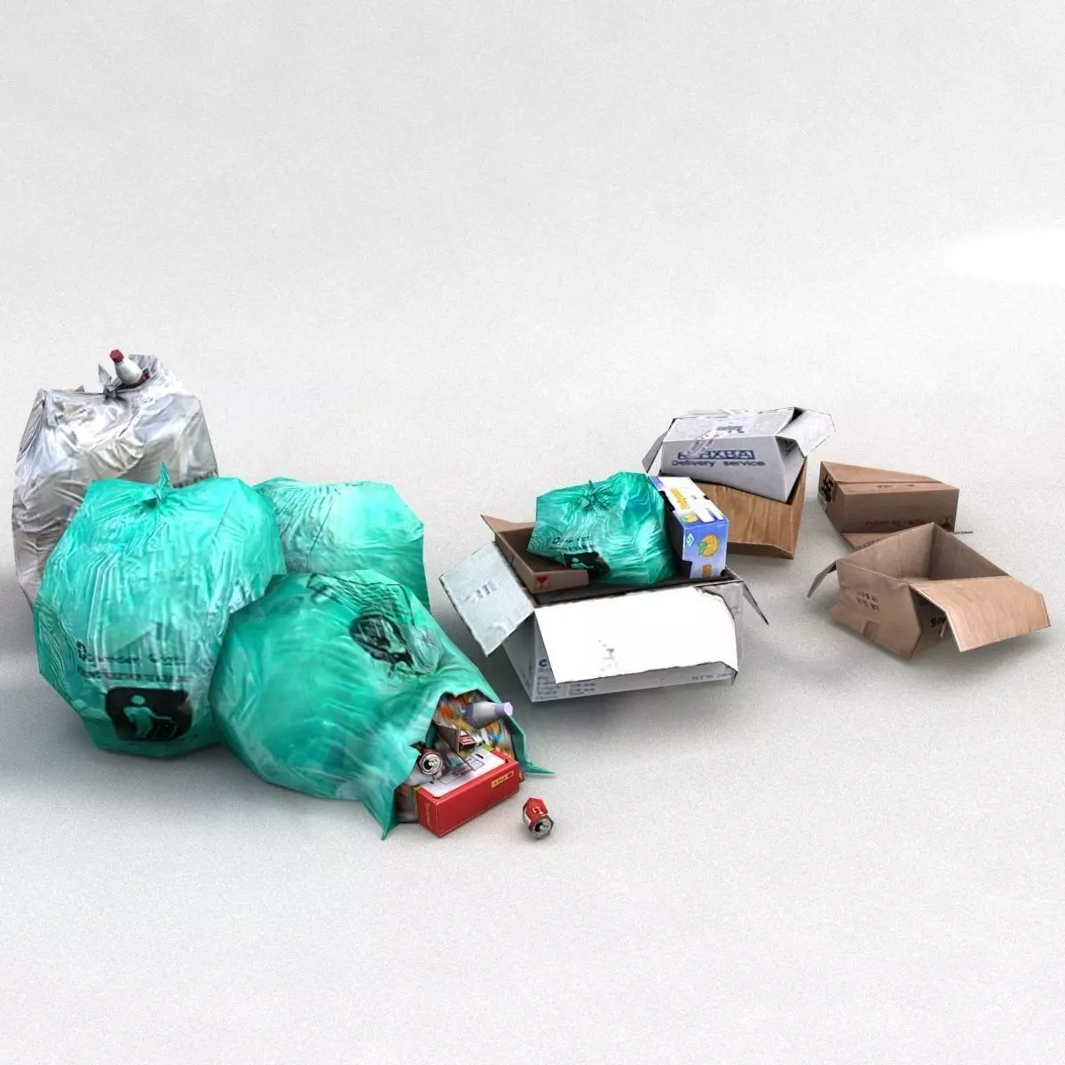 rubbish waste garbage trash crap junk Low-poly 3D model