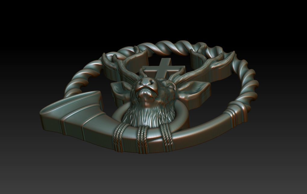 Deer with cross 3D print model_3
