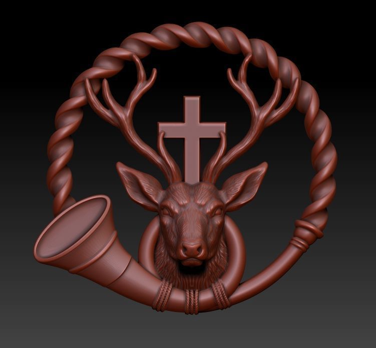 Deer with cross 3D print model_11