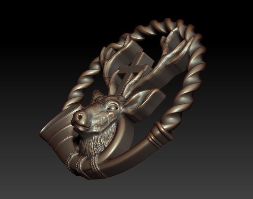 Deer with cross 3D print model_10