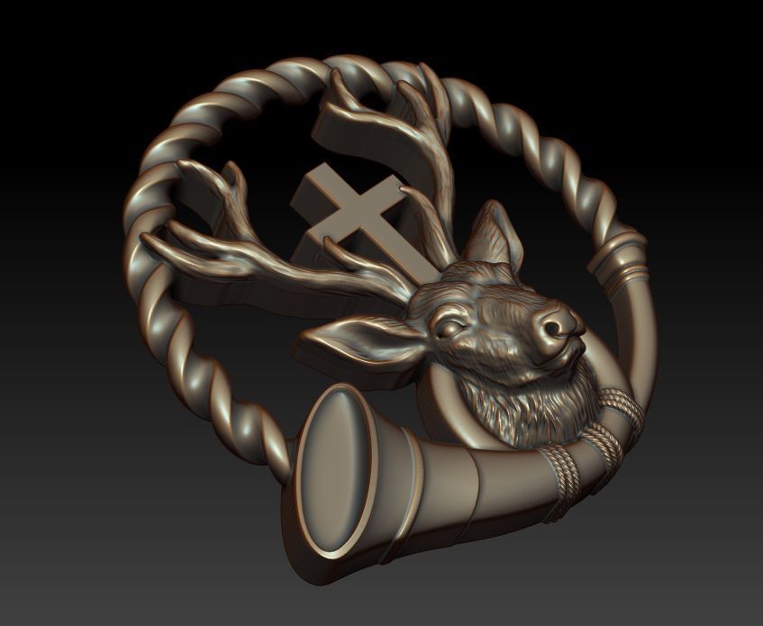 Deer with cross 3D print model_9