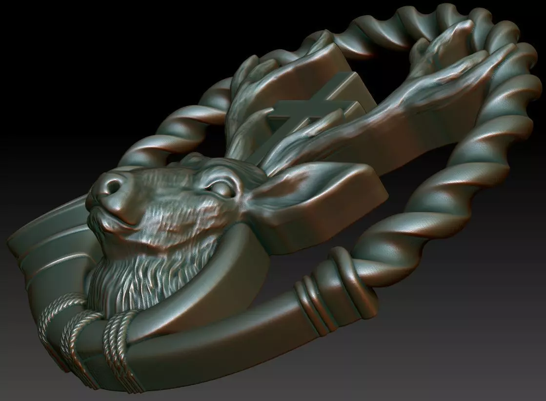 Deer with cross 3D print model_0