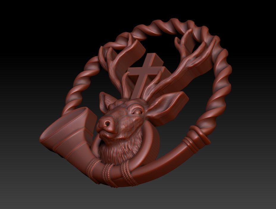 Deer with cross 3D print model_12