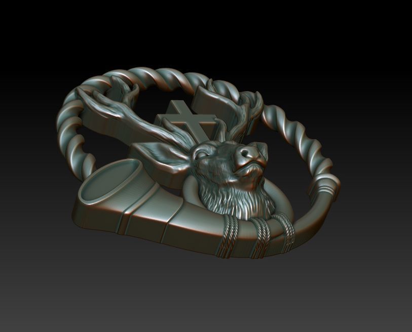Deer with cross 3D print model_2