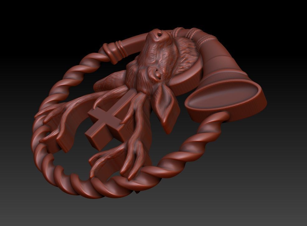 Deer with cross 3D print model_14