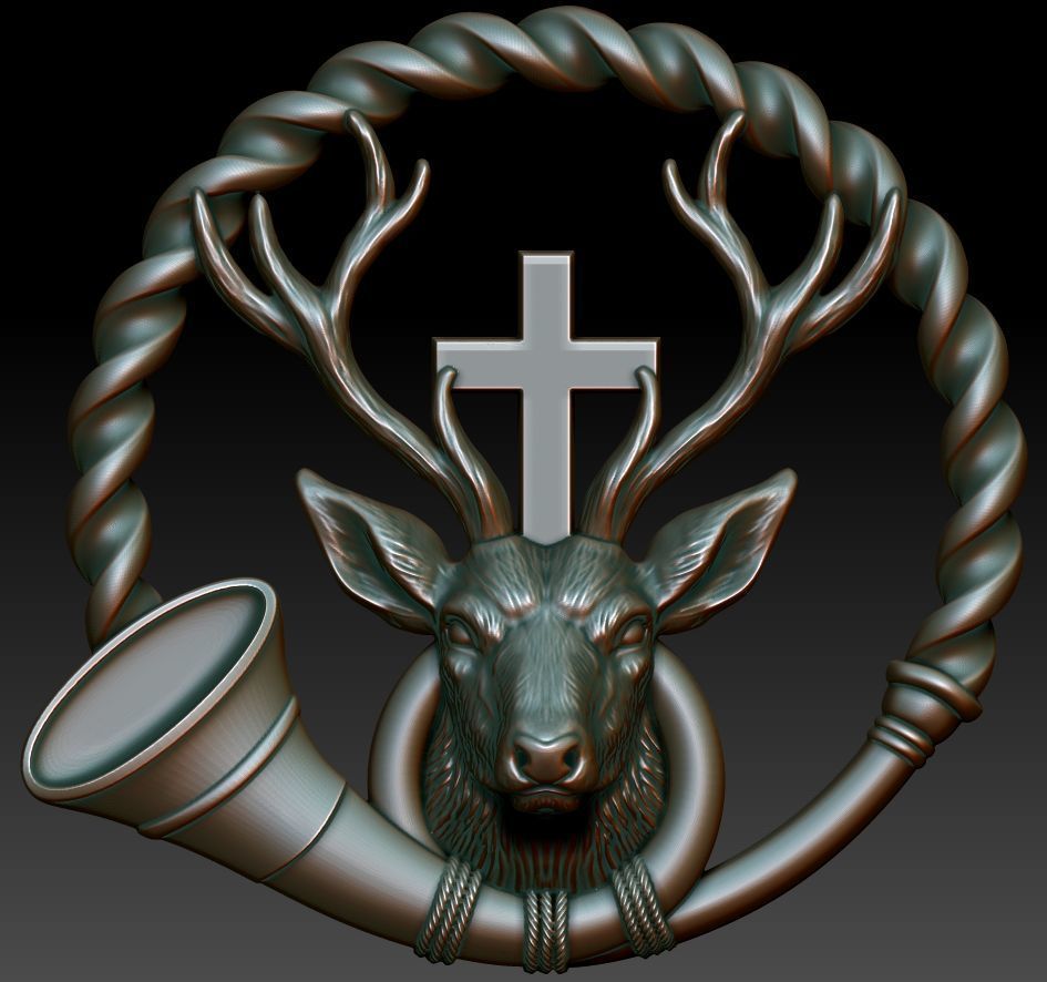 Deer with cross 3D print model_1