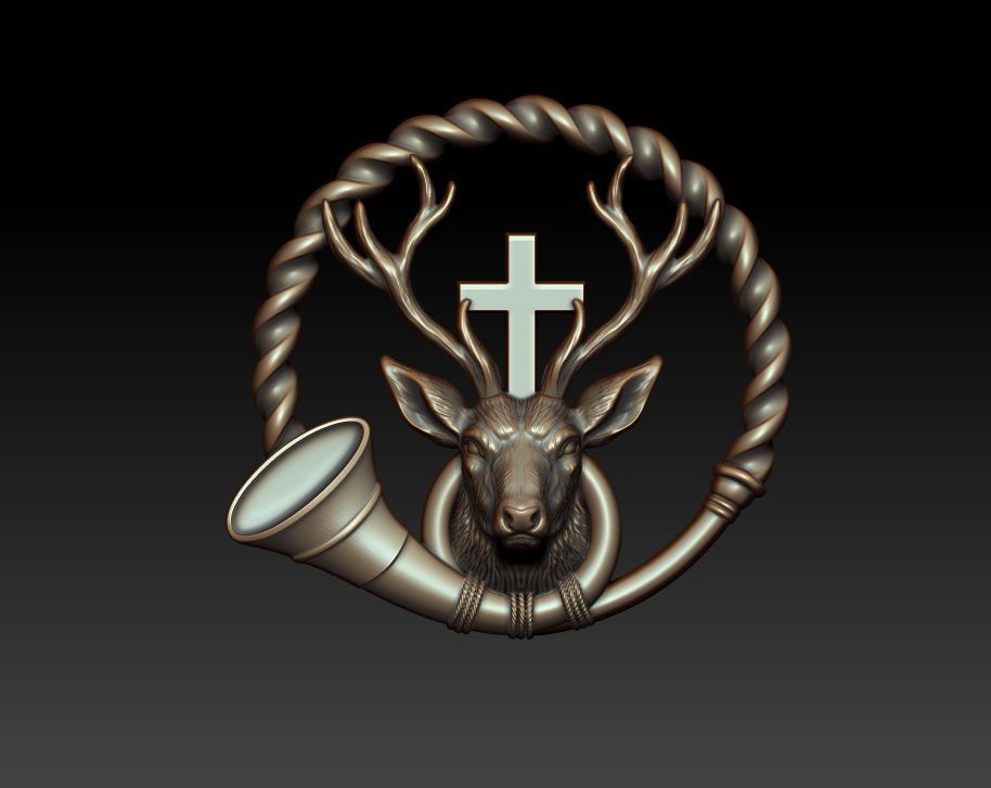 Deer with cross 3D print model_8