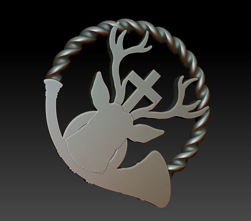 Deer with cross 3D print model_4