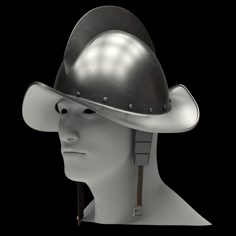 Spanish Medieval Knight Morion Helmet 3D model_0