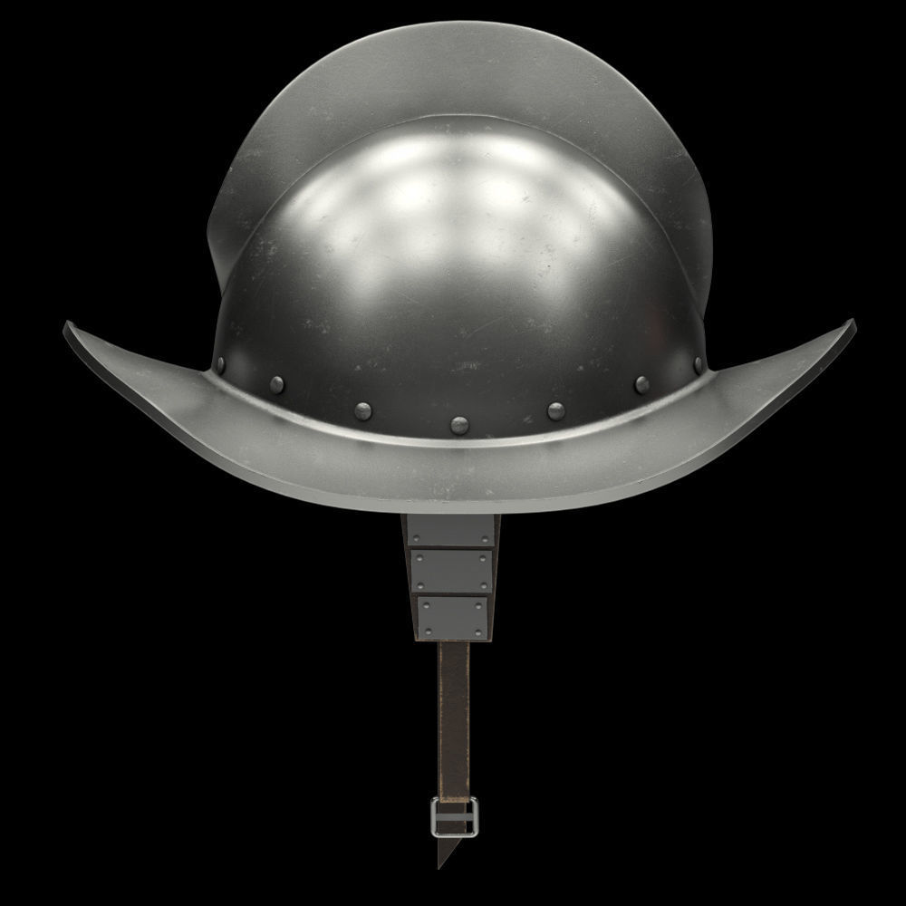 Spanish Medieval Knight Morion Helmet 3D model_2