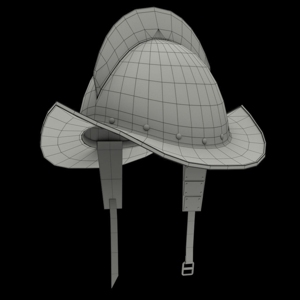 Spanish Medieval Knight Morion Helmet 3D model_4