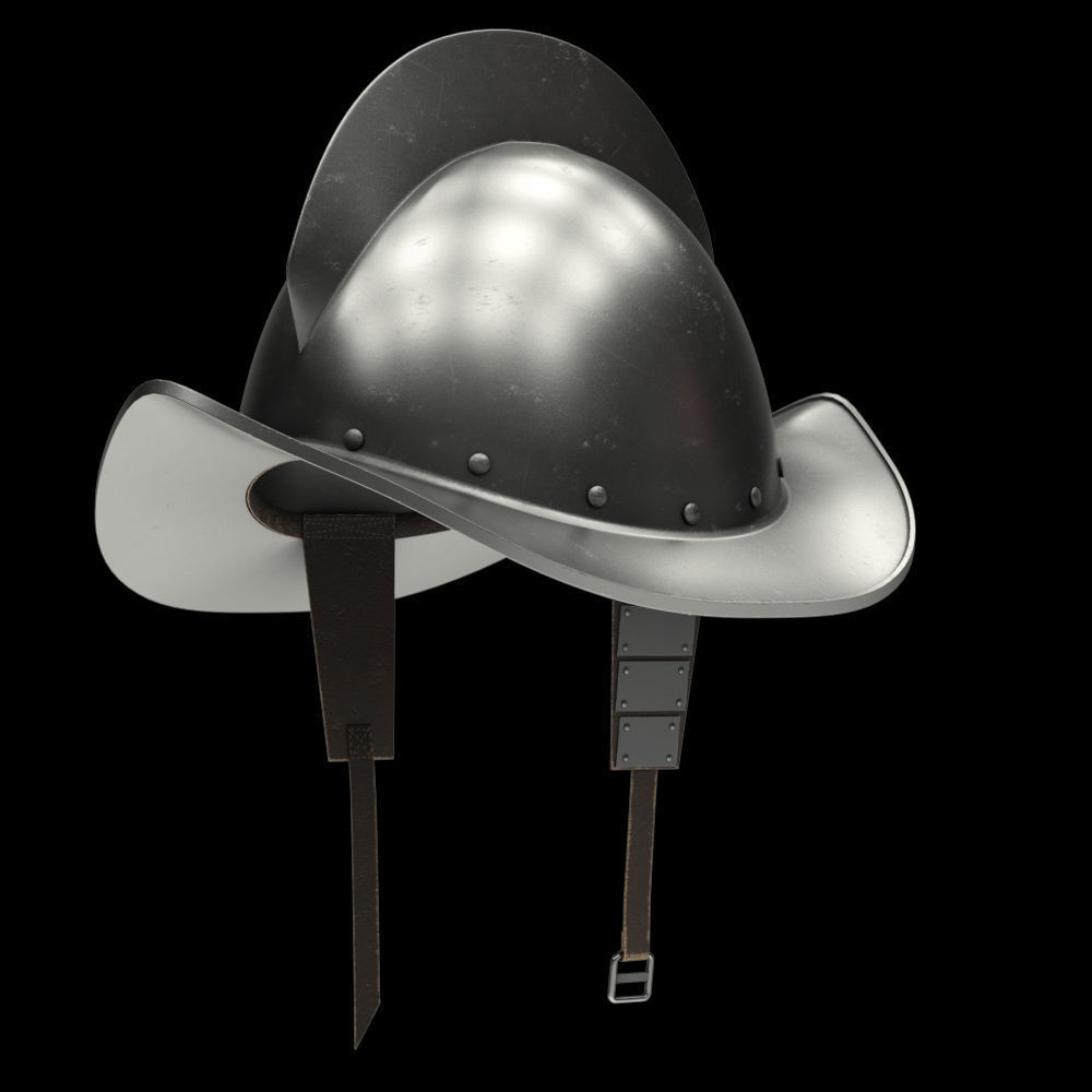 Spanish Medieval Knight Morion Helmet 3D model_1
