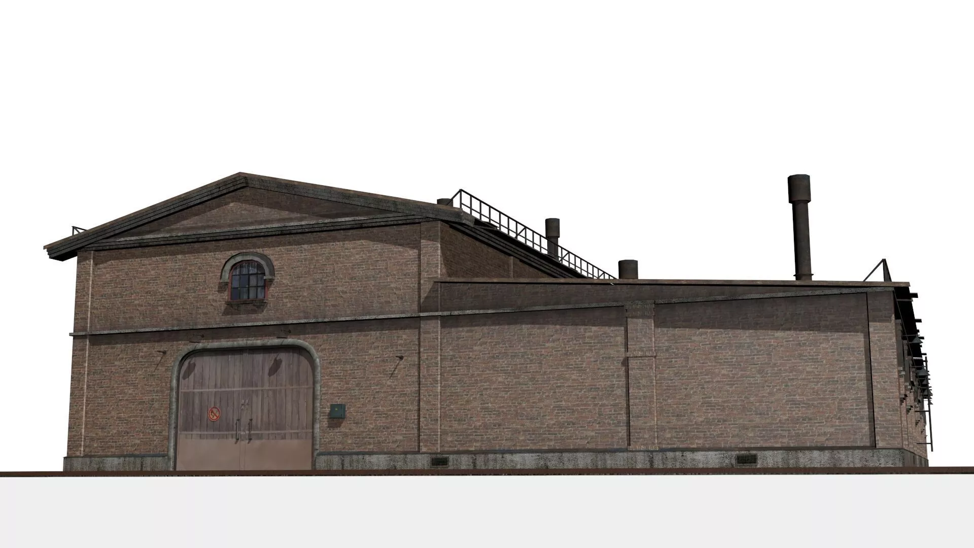 Old brick factory Low-poly 3D model