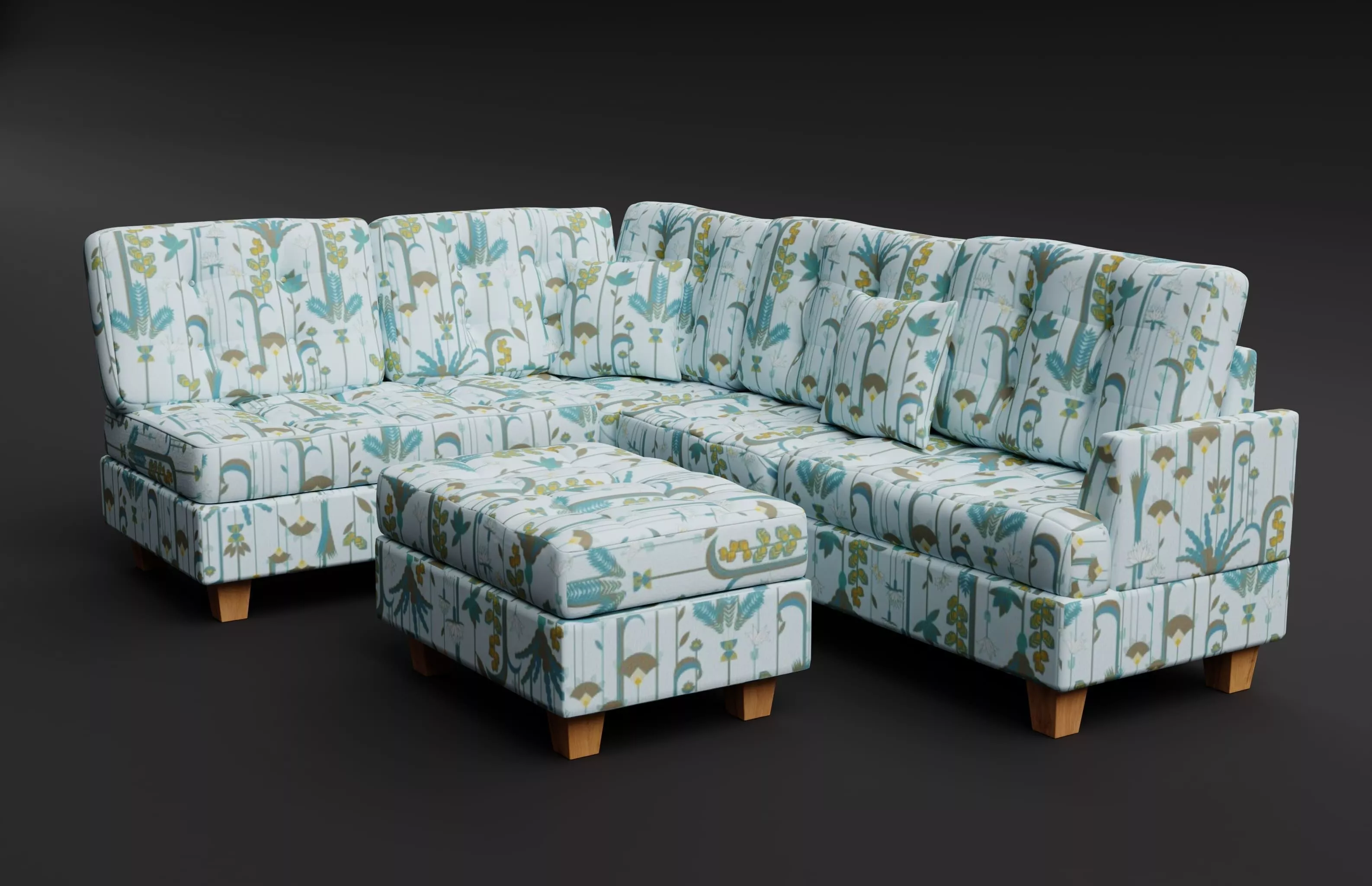 Tufted Fabric Sofa 04 Low-poly 3D model