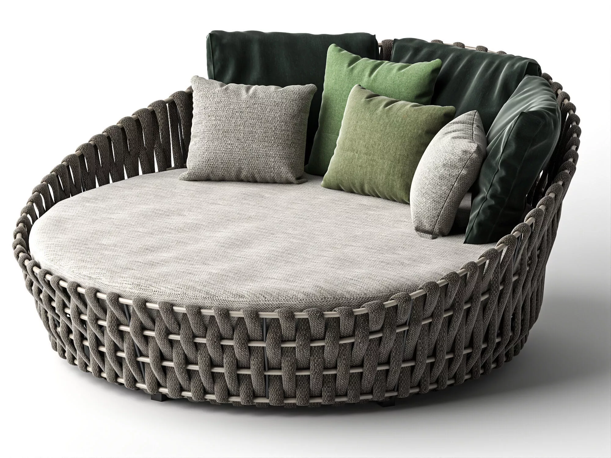 Round Outdoor Daybed Woven Rope Sofa Low-poly 3D model