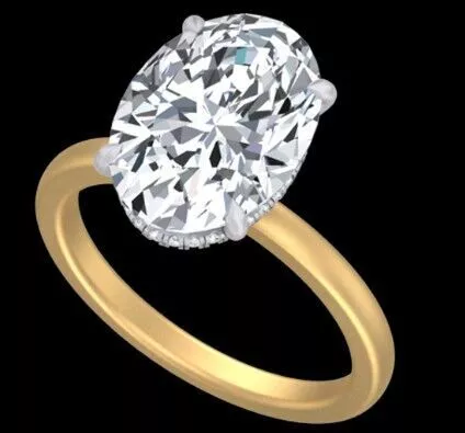 Oval Cut Hidden Halo Solitaire Engagement Ring Free 3D print model