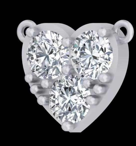 Three Round Stone Heart Pendant Connector Jewelry 3D print model