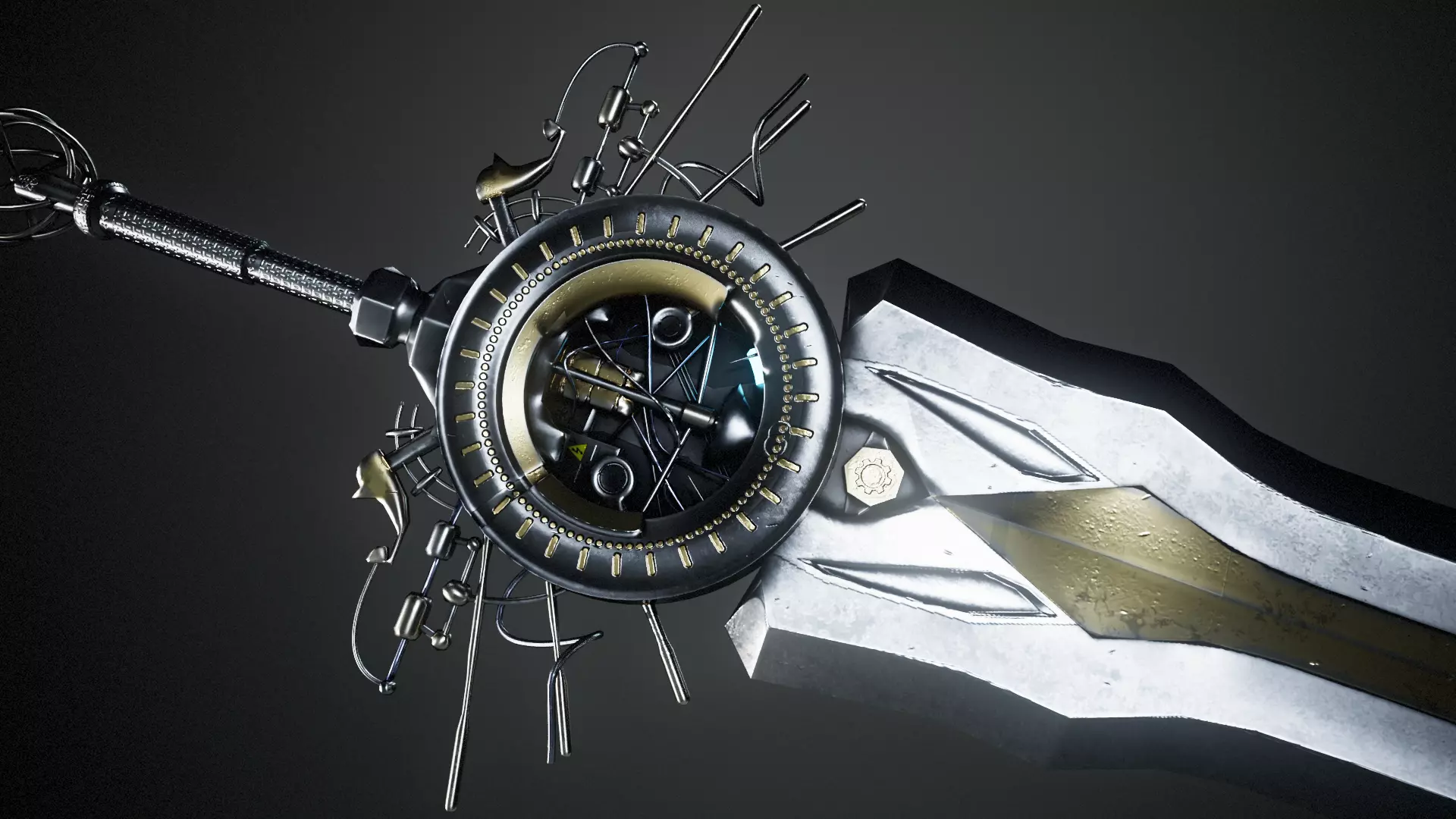 FREE Steampunk Da Vinci Sword Game-Ready Free low-poly 3D model