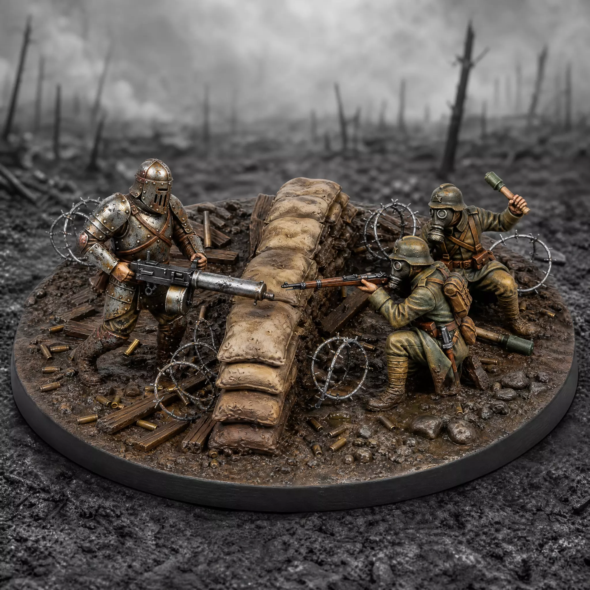 WW1 Trench Warfare Warfare Standoff Sandbag Barricade Soldier Tr 3D print model
