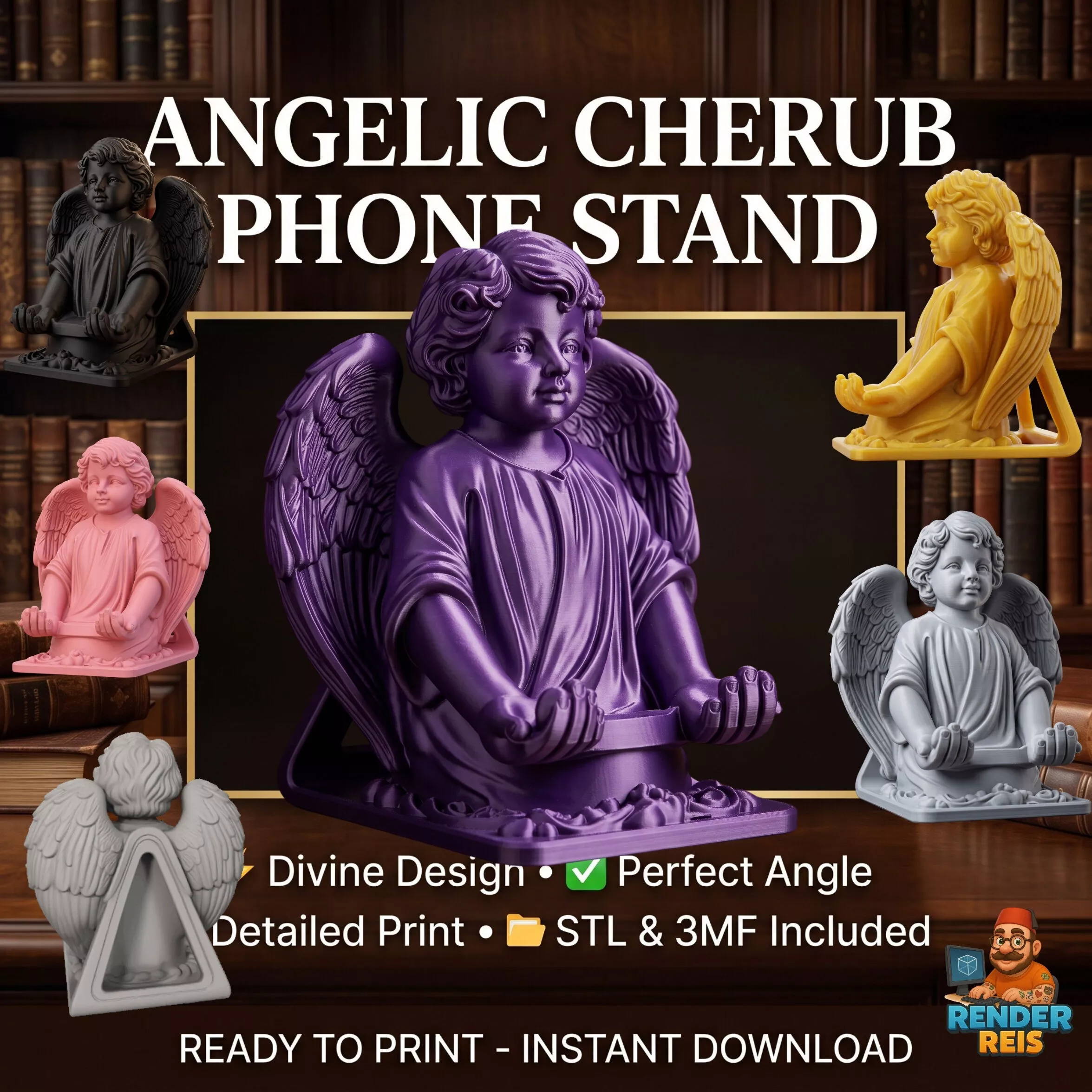 Angelic Cherub Phone Stand 3D print model