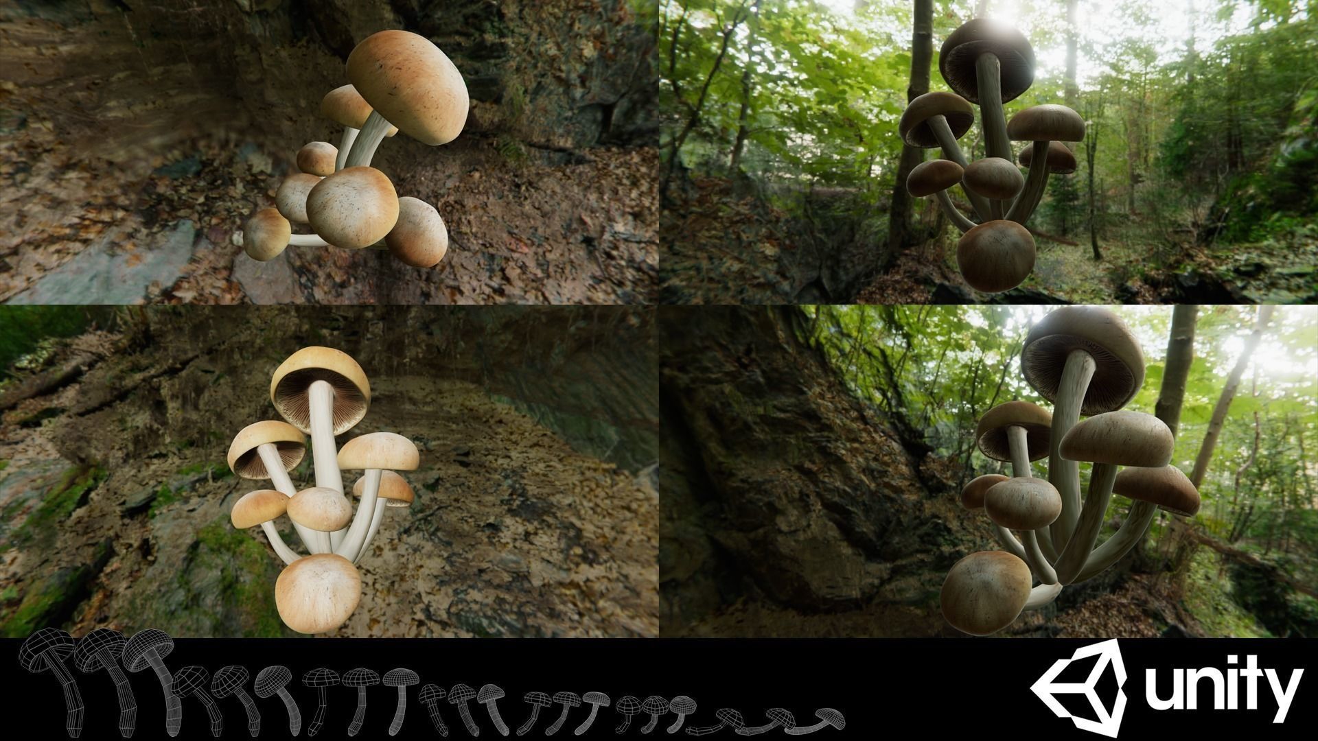 Game ready PBR Mushrooms 3D model SET 3 how to grow at home Low-poly 3D model_4