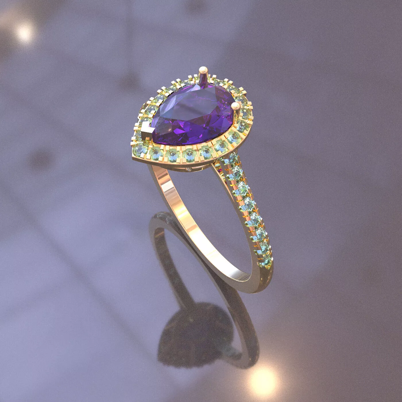 Cathedral style diamond Ring Free 3D print model