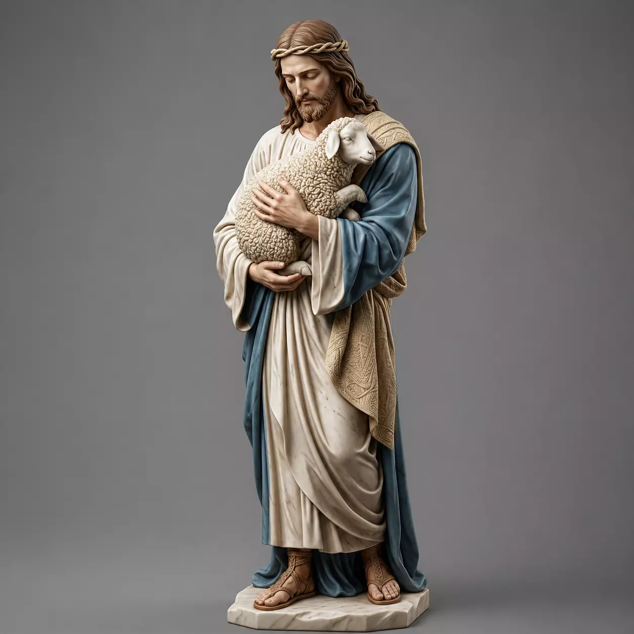 Jesus the Good Shepherd Holding Lamb STL Christ Statue 3D print model