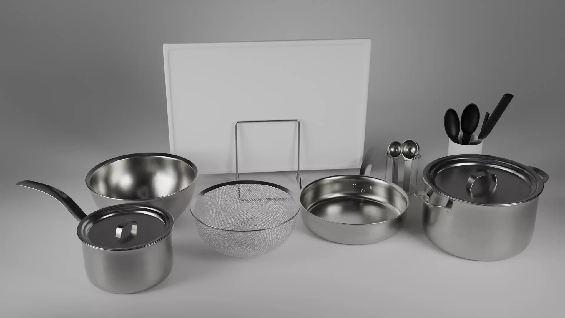 Stainless Steel Cookware Set 3D model