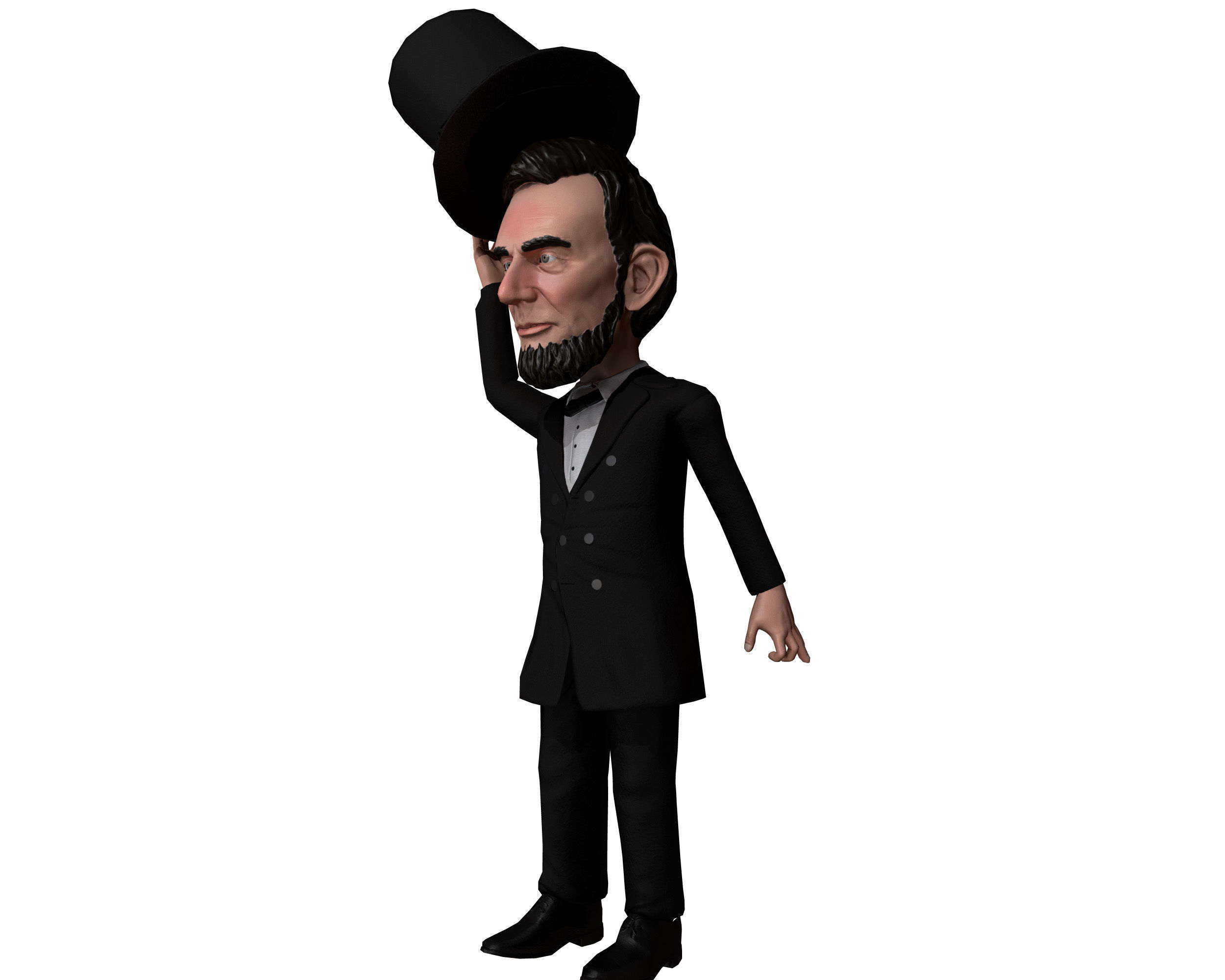 Abraham Lincoln low poly rigged caricature Low-poly 3D model_10