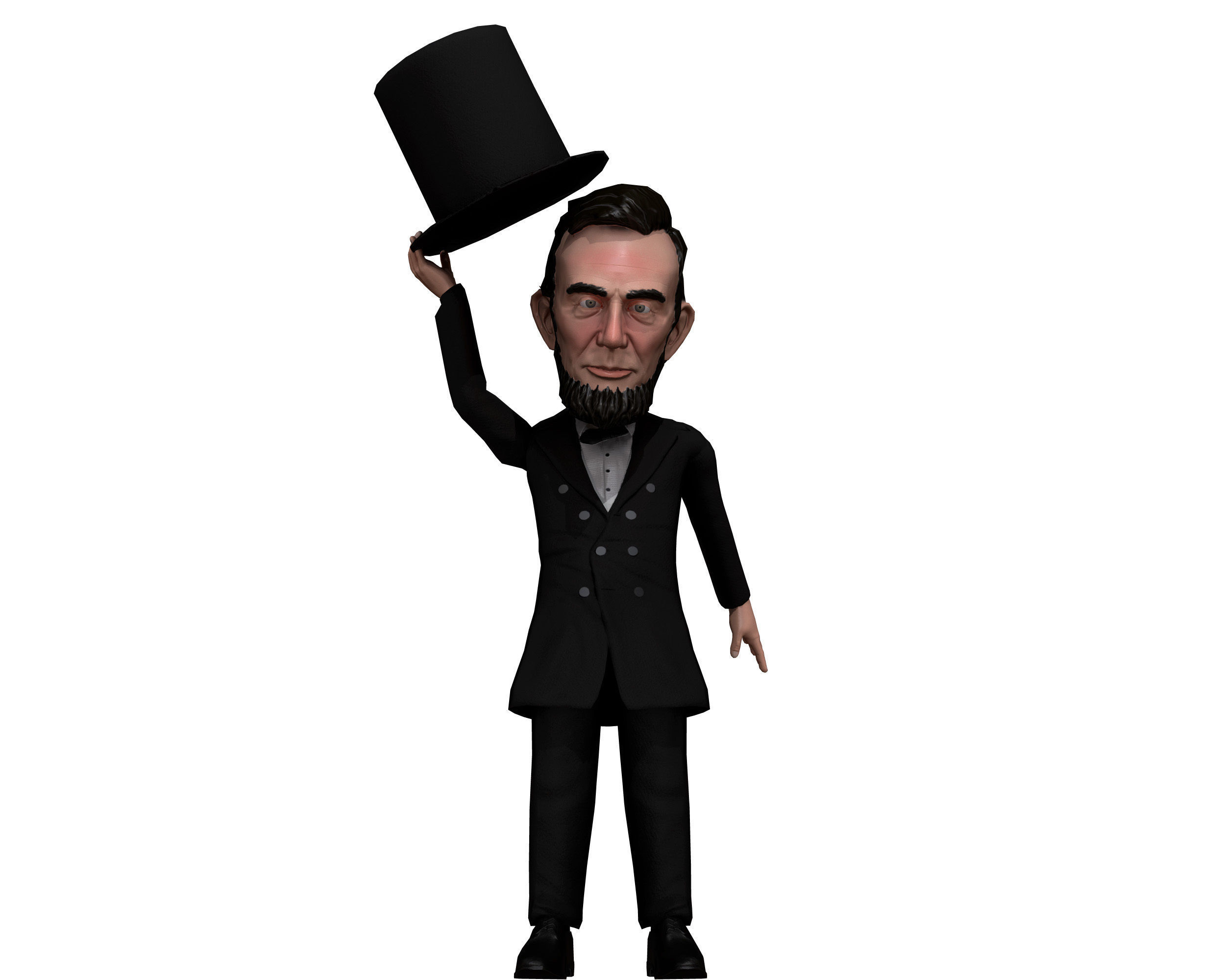 Abraham Lincoln low poly rigged caricature Low-poly 3D model_7