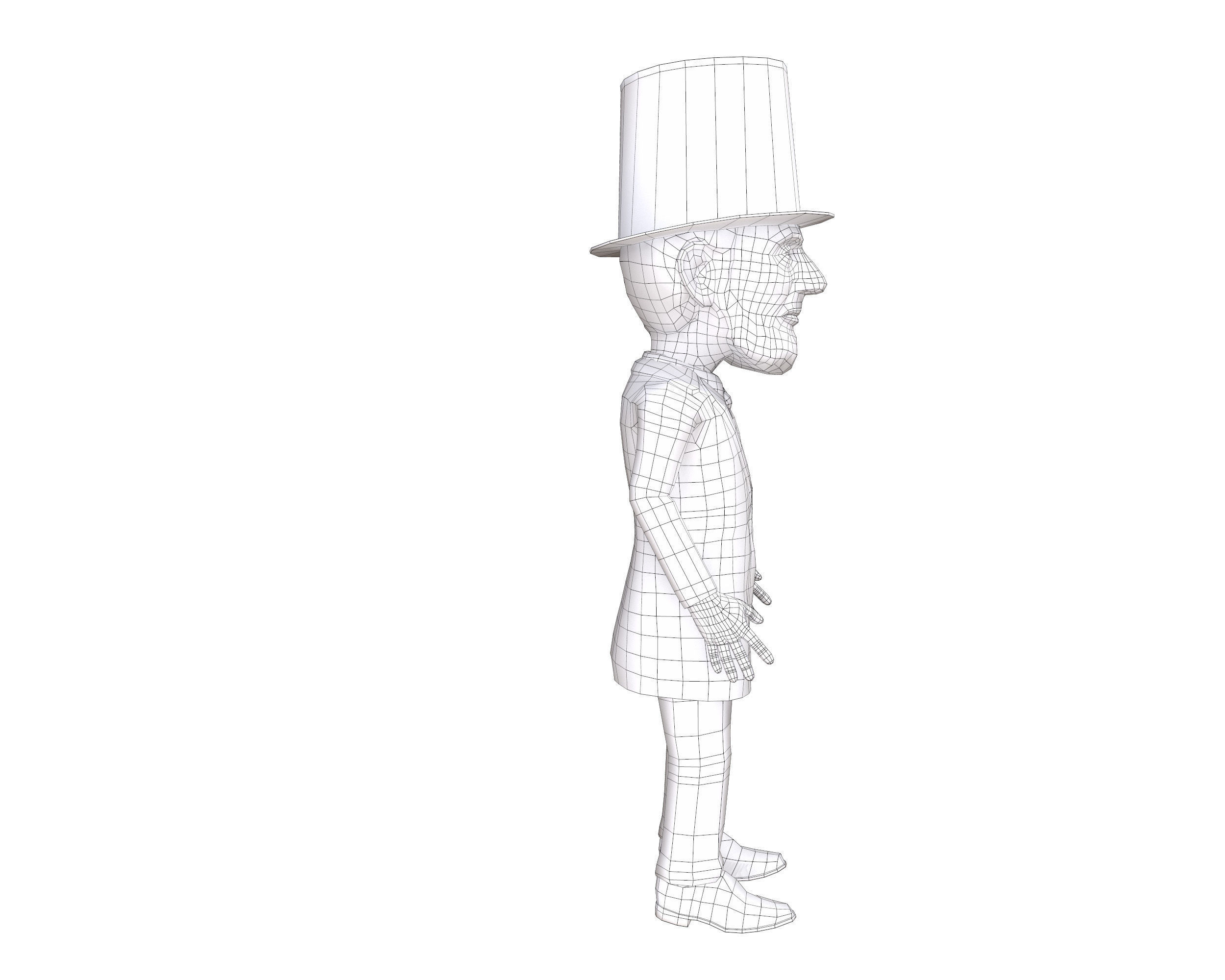 Abraham Lincoln low poly rigged caricature Low-poly 3D model_18