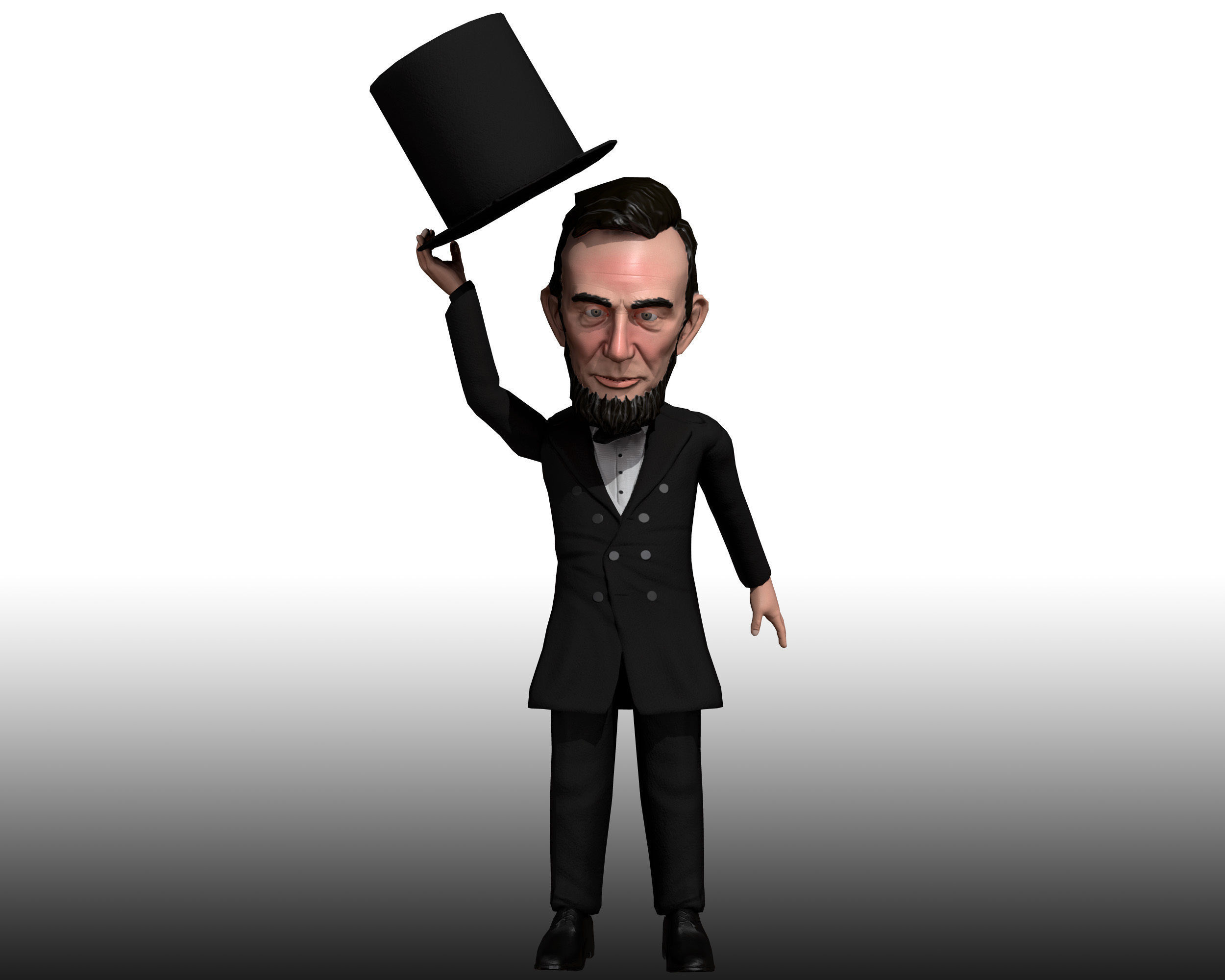 Abraham Lincoln low poly rigged caricature Low-poly 3D model_2