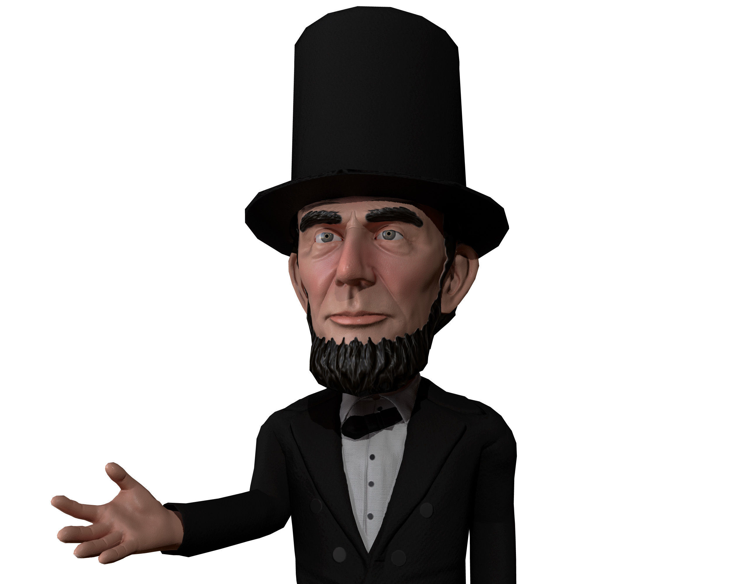 Abraham Lincoln low poly rigged caricature Low-poly 3D model_8