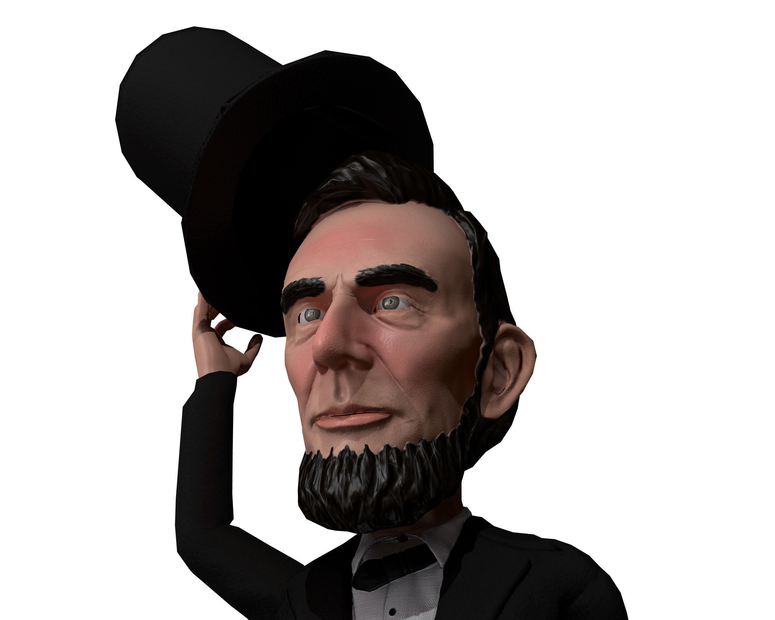Abraham Lincoln low poly rigged caricature Low-poly 3D model_4