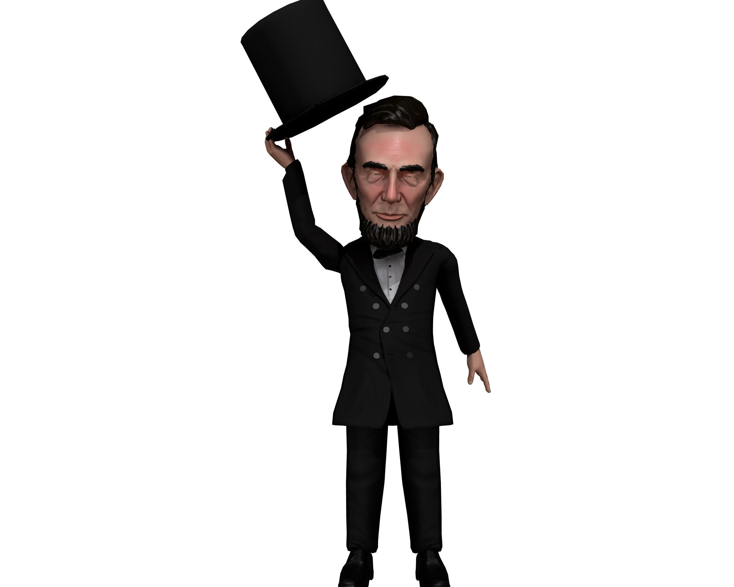Abraham Lincoln low poly rigged caricature Low-poly 3D model_11