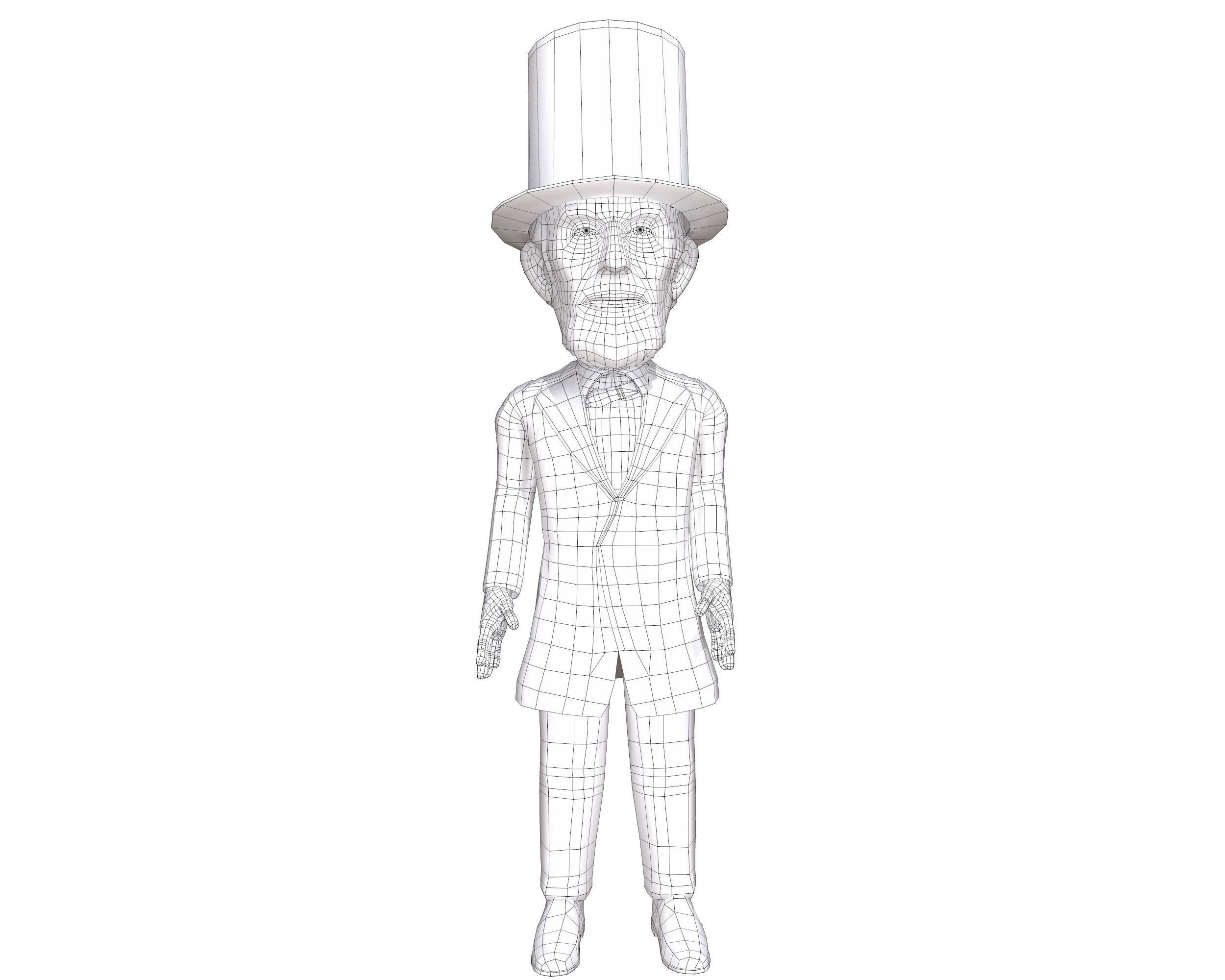 Abraham Lincoln low poly rigged caricature Low-poly 3D model_17