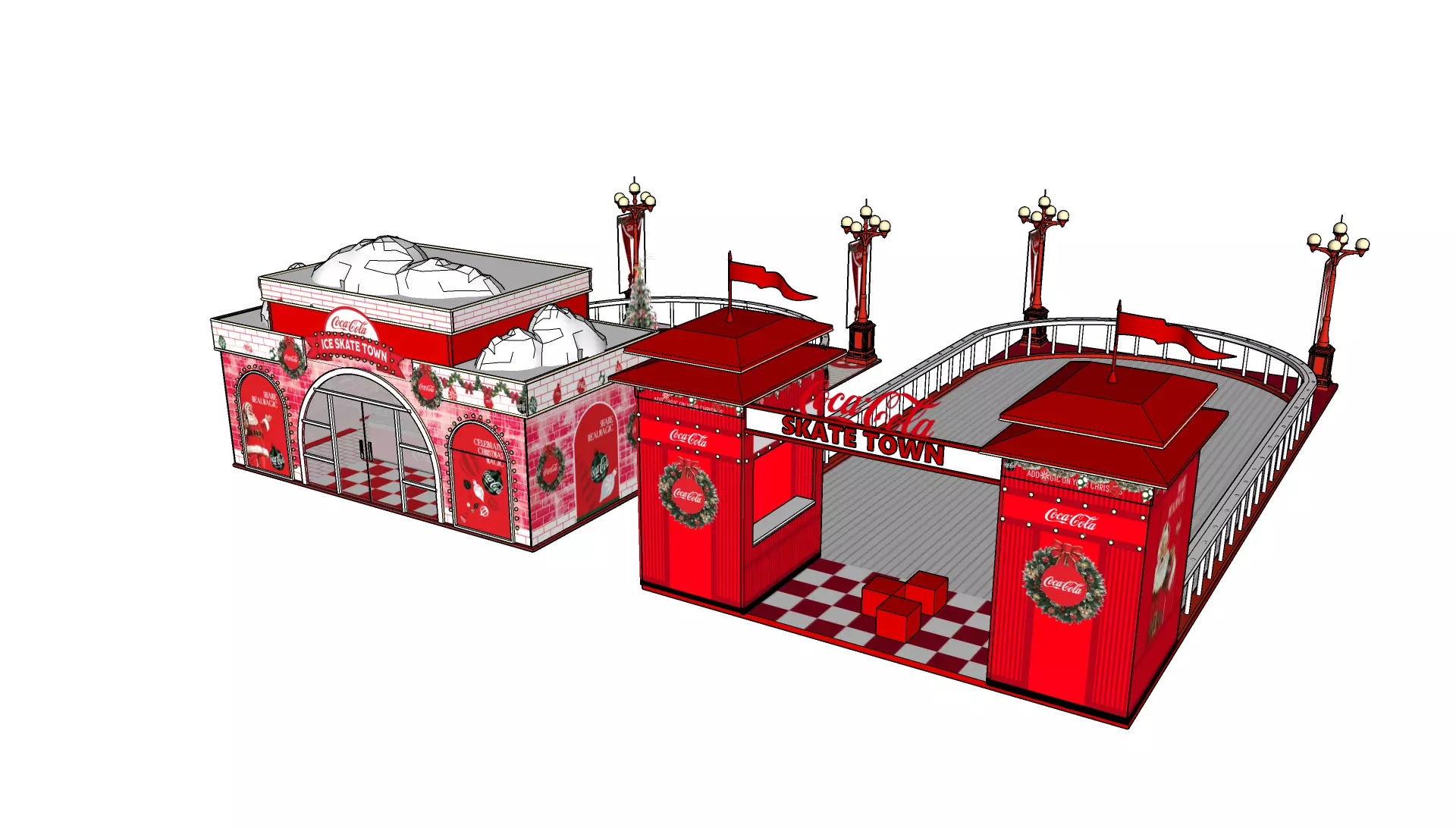Christmas Ice Skate Rink Booth 3D 3D model