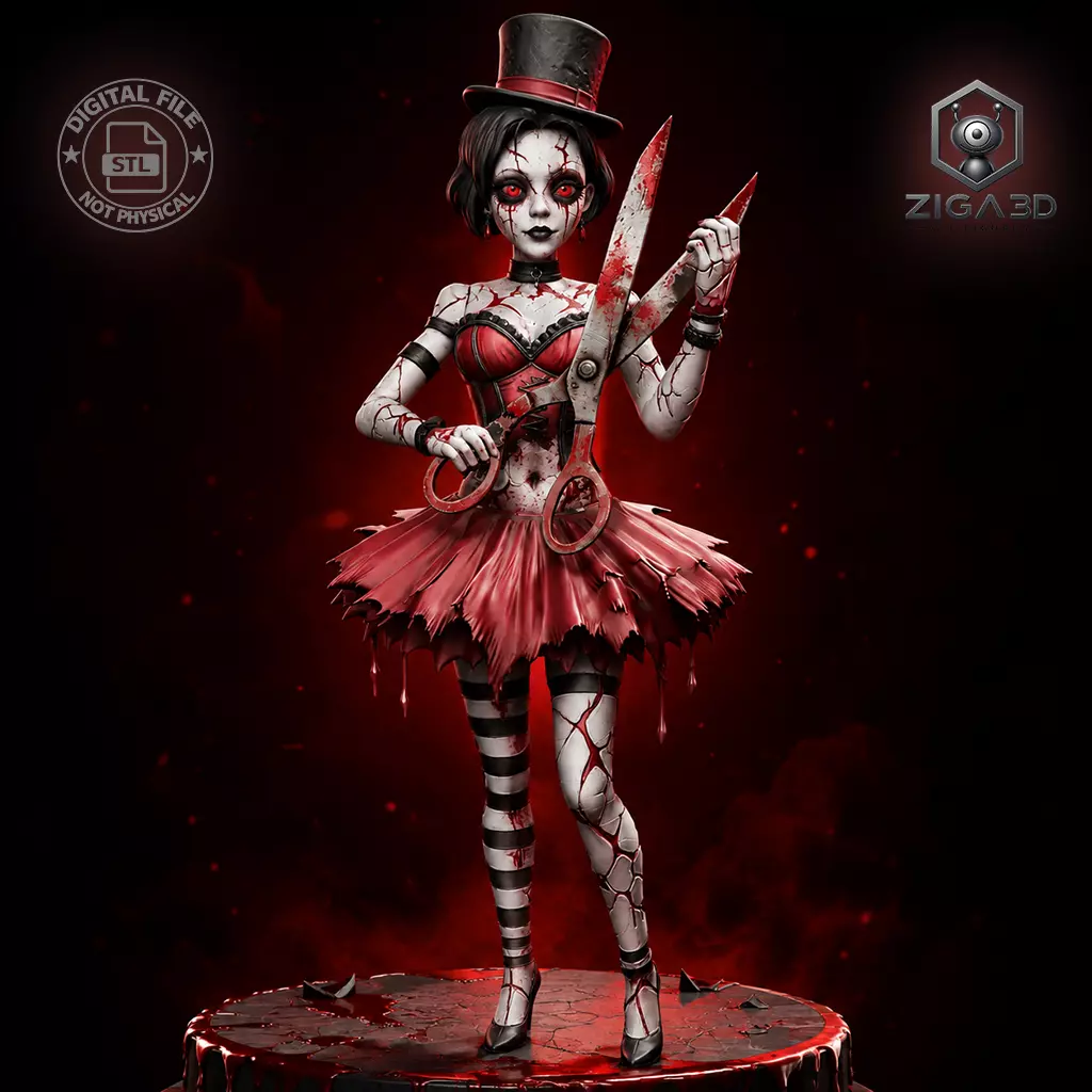 Gothic Scissor Doll Horror Girl STL 8 Part 3D print model