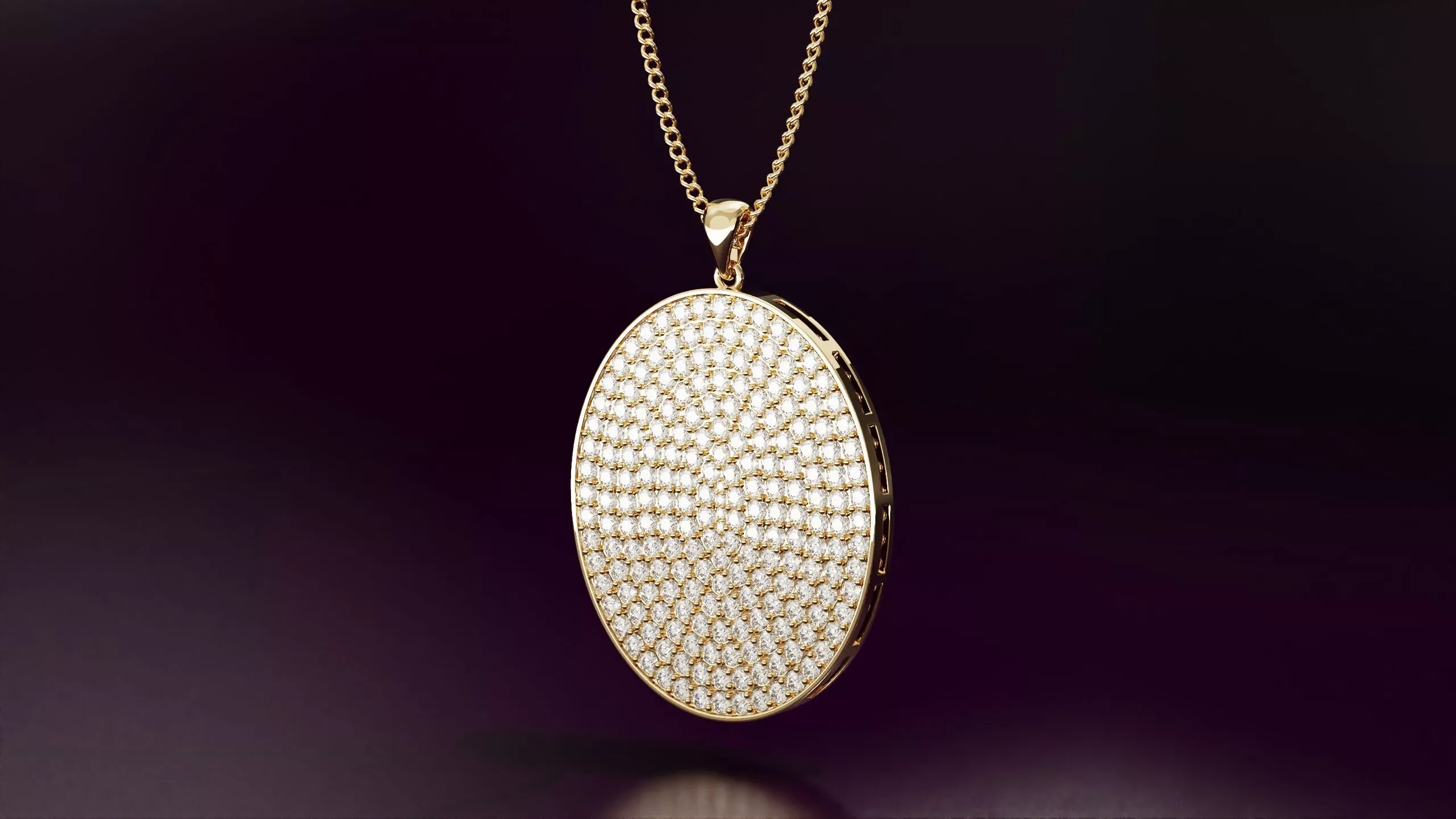 Ellipse pendant with round diamonds N02 30mm 3D print model