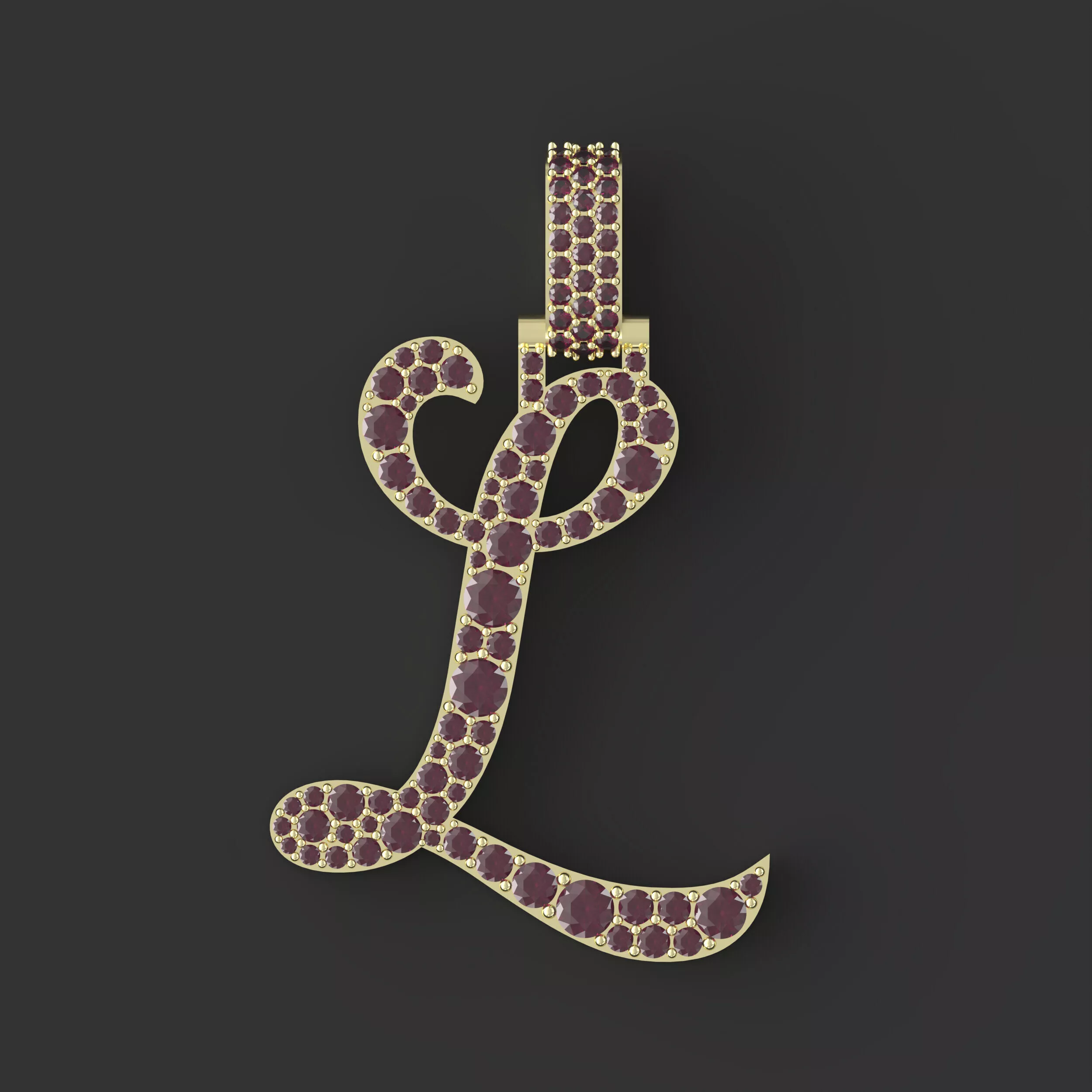 Cursive Letter J Pendant Jewelry 3D Model 3DM STL OBJ FBX 3D print model