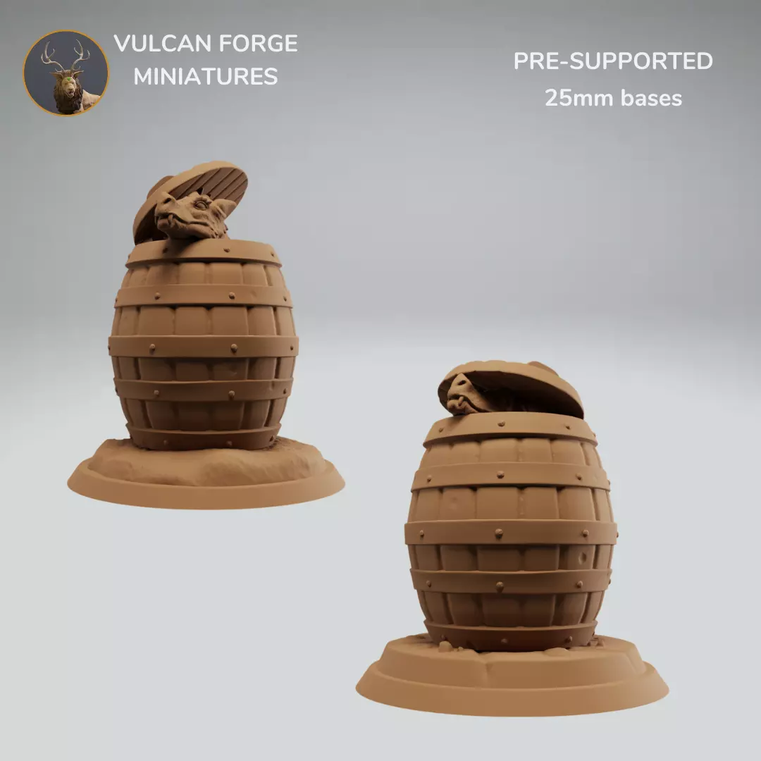 Kobold hiding in barrel kobold mimic 3D print model