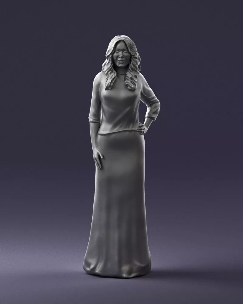 000672 Elegant Female Figure Purple Dress STL Model 3D print model