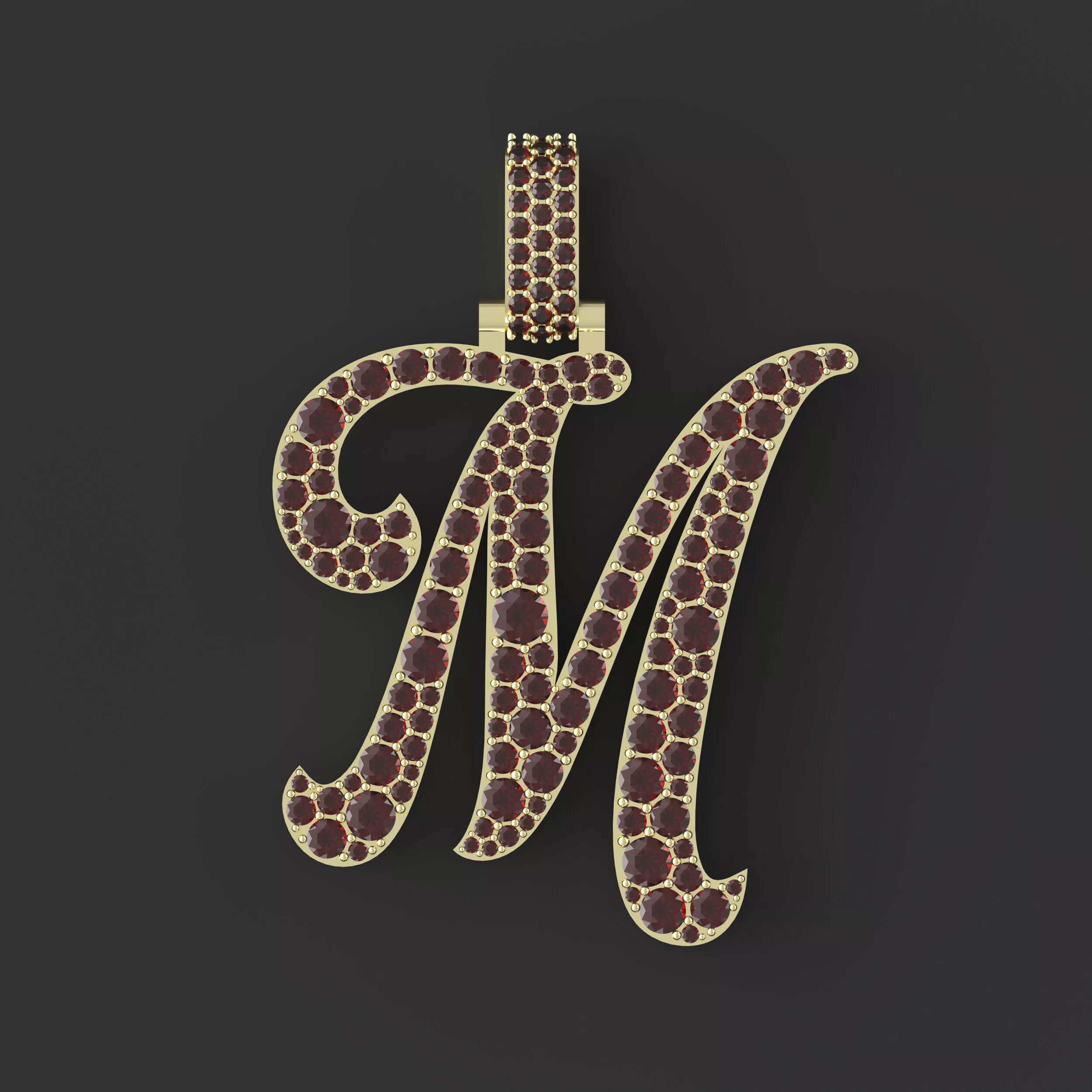 Cursive Letter M Pendant Jewelry 3D Model 3DM STL OBJ FBX 3D print model