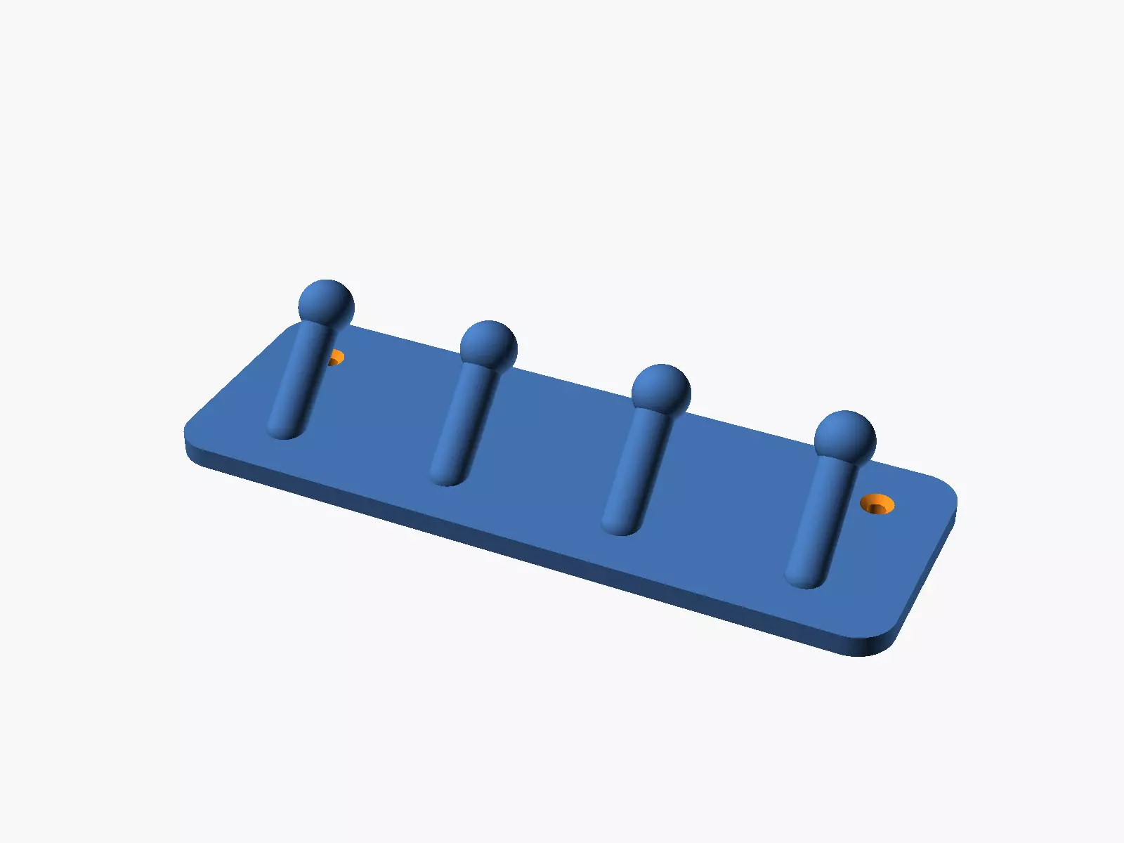 Wall Key Rack With Angled Pegs 3D print model