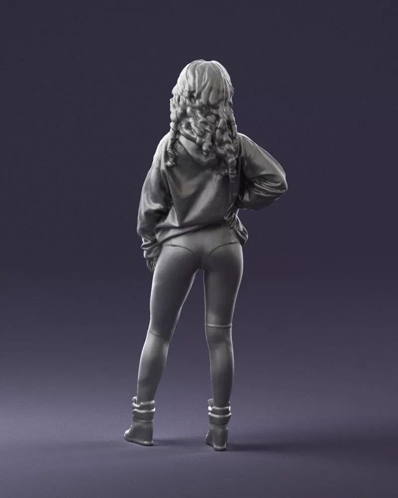 000674 Modern Young Woman Standing STL Model 3D print model
