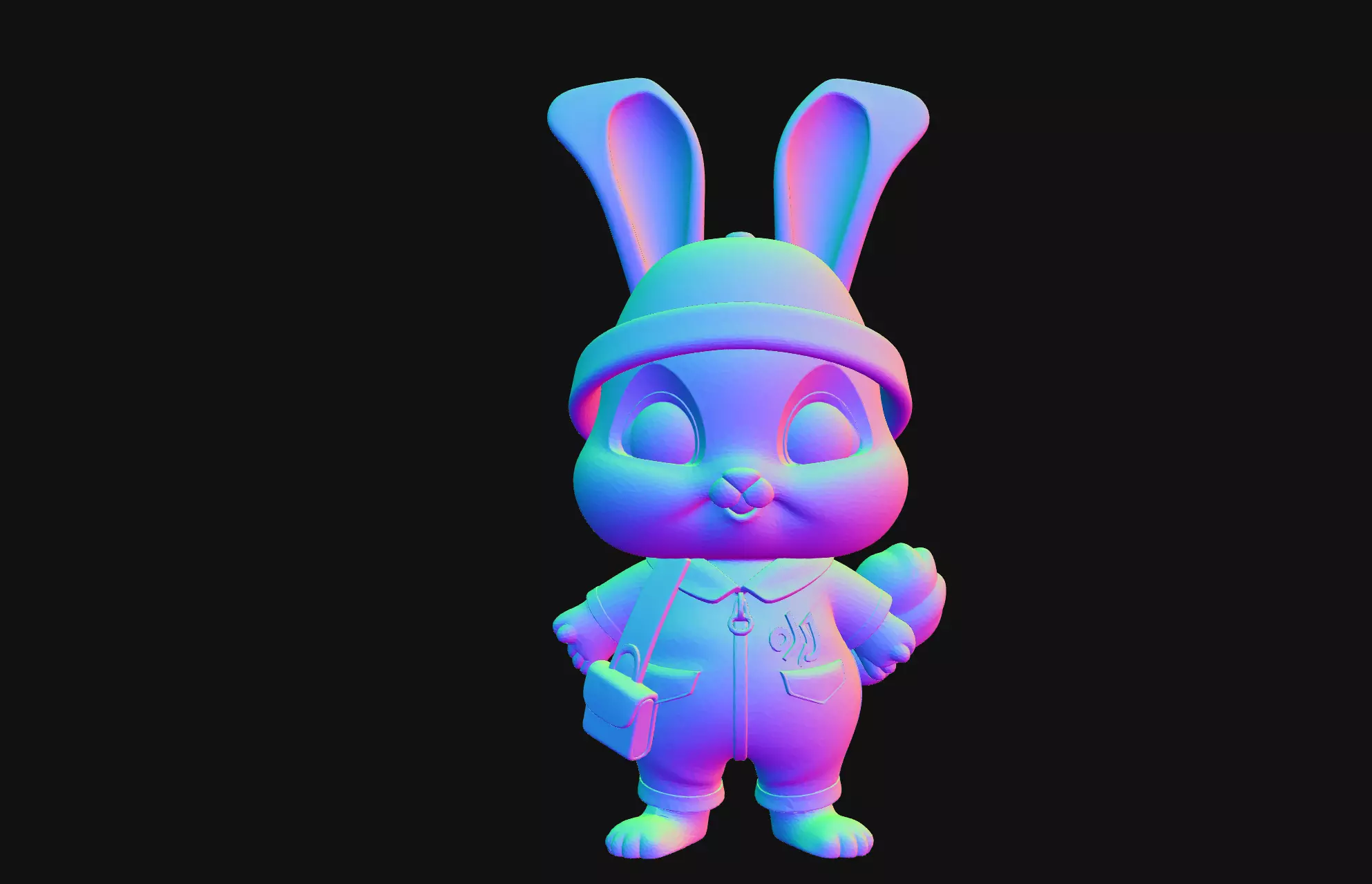 Cute Bunny Postman Stylized Rabbit Cartoon Animal Mascot 3D print model