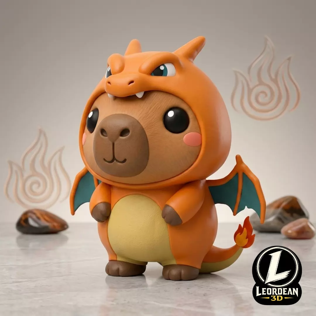 Charizard Capybara 3D Print Model Cute Chibi STL 3MF OBJ FBX 3D print model